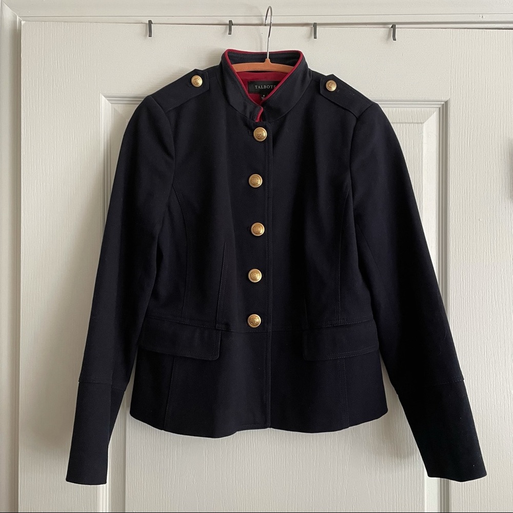 Talbots Military Jacket Blazer Navy Outerwear Size 8